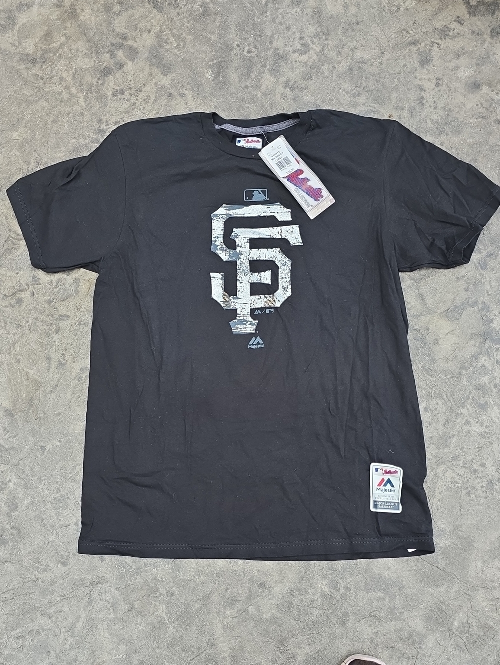Majestic Black San Francisco Giants Graphic Tee Size LARGE L NEW NWT